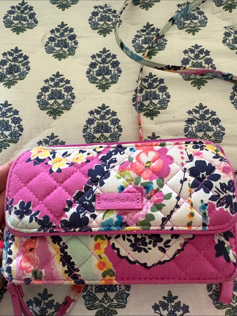 Vera Bradley Floral Quilted Pink Crossbody Wallet - Women's Floral Shoulder Bag